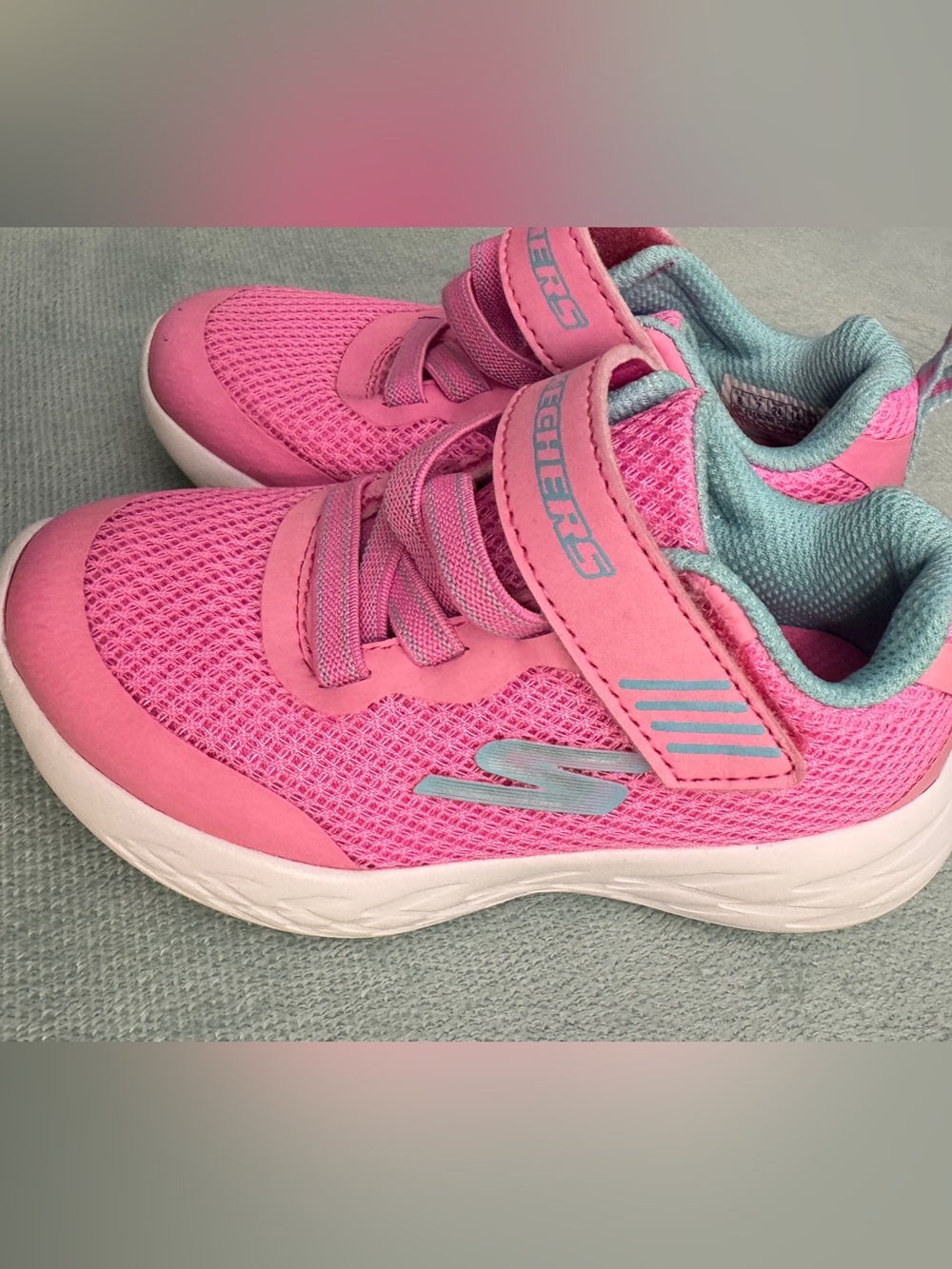 Skechers Pink and Light Blue Toddler Hook-and-Loop Sneakers